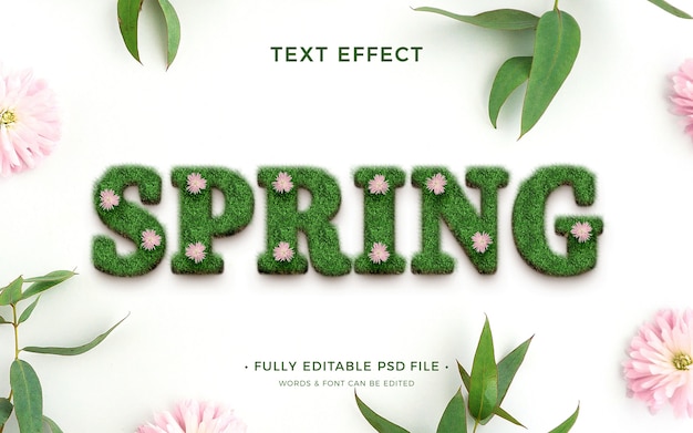 Lente teksteffect met vegetatie