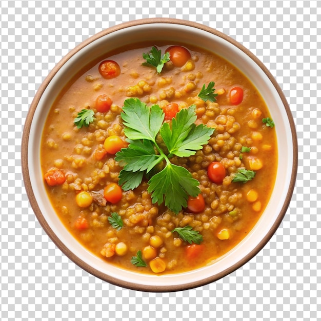 PSD zuppa di lenticchie isolata su sfondo bianco