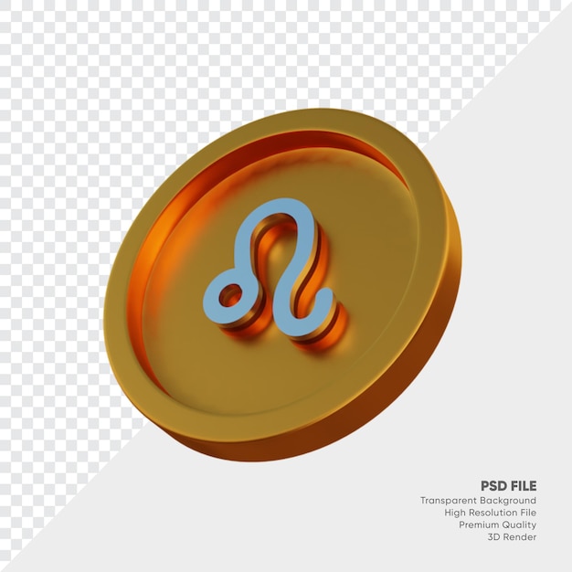 Знак зодиака Лев гороскоп на золотую монету 3d Иллюстрация
