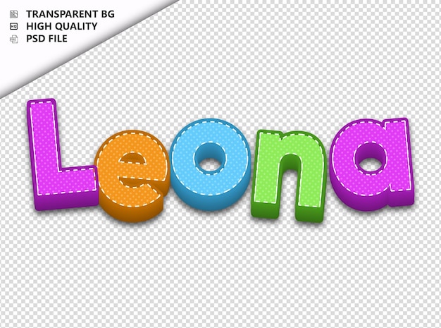 PSD leona typography text colorful craft spring psd transparent