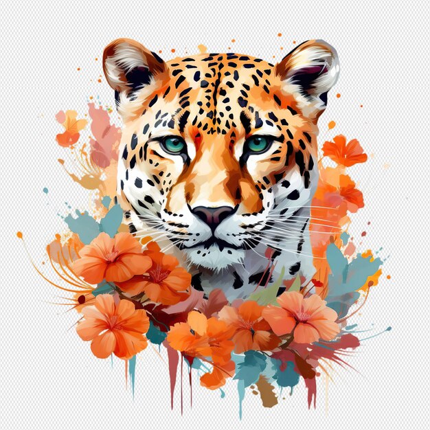 PSD leopard illustrated in isolated watercolor