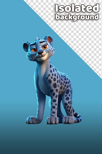 PSD leopard jaguar 3d cartoon characters isolated background animated character
