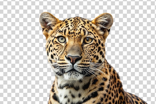 Un leopardo su uno sfondo trasparente