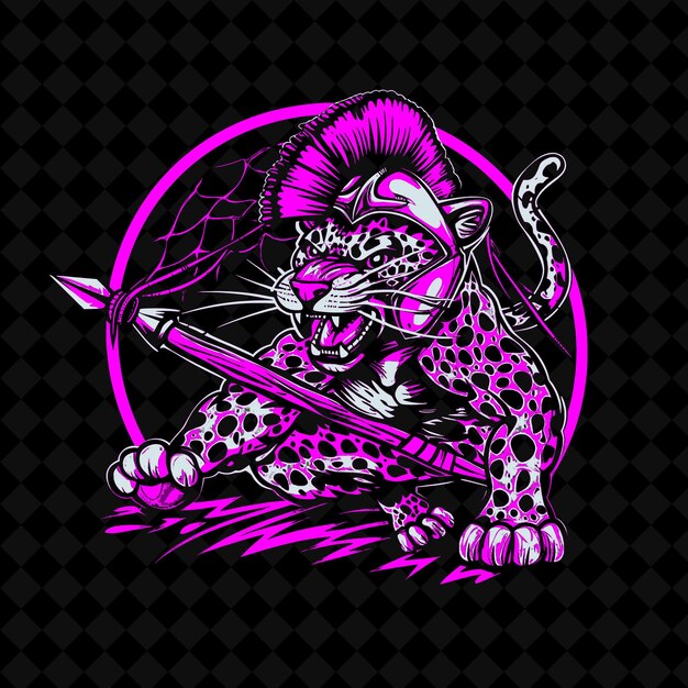 PSD a leopard with a sword and a spider on it