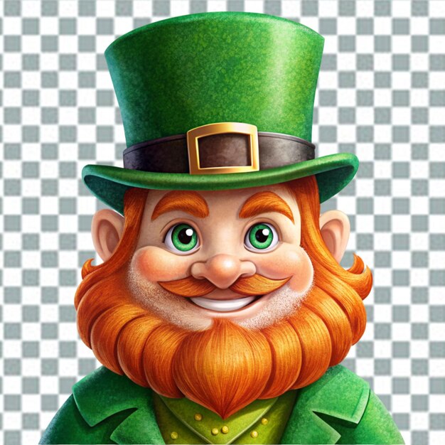 PSD leprechaun z zielonym kapeluszem i wąsami 3d rendering