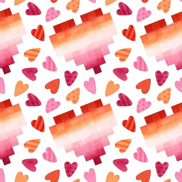 PSD lesbian pride seamless pattern with rainbow and hearts lgbt pride month psd background