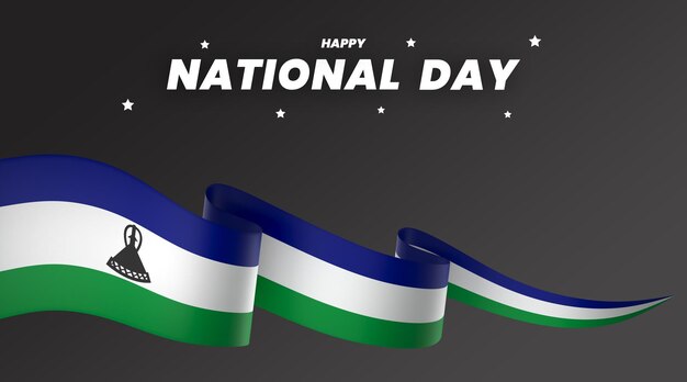 PSD lesotho flag element design national independence day banner ribbon psd