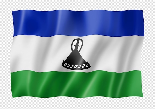 Lesotho flag isolated on white