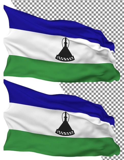lesotho flag wave isolated plain bump texture transparent background 3d rendering