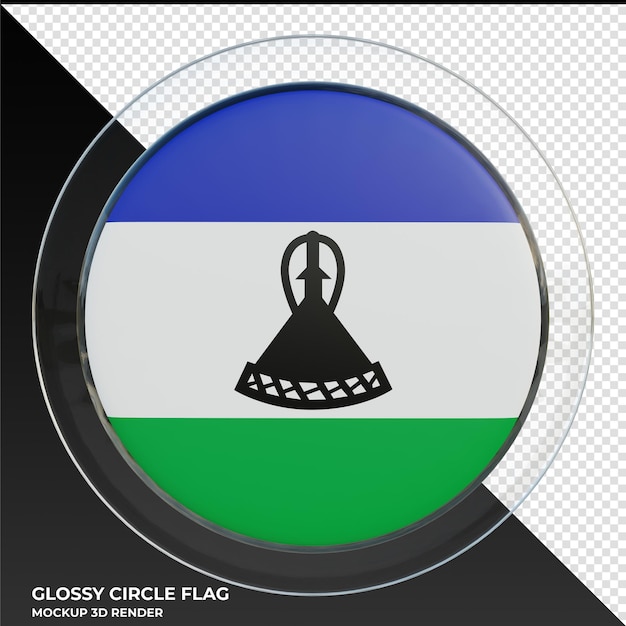Bandiera del cerchio lucido testurizzato 3d realistico del lesotho