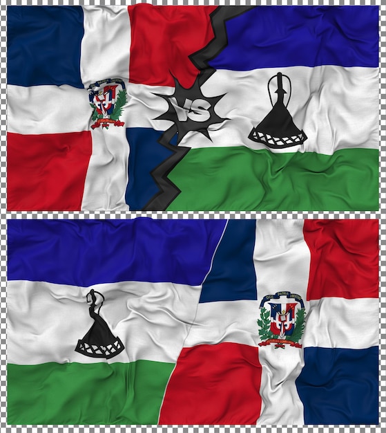 Lesotho vs Dominican Half Combined Flag Cloth Bump Texture Rendering 3D (Lesotho przeciwko Dominikanie)