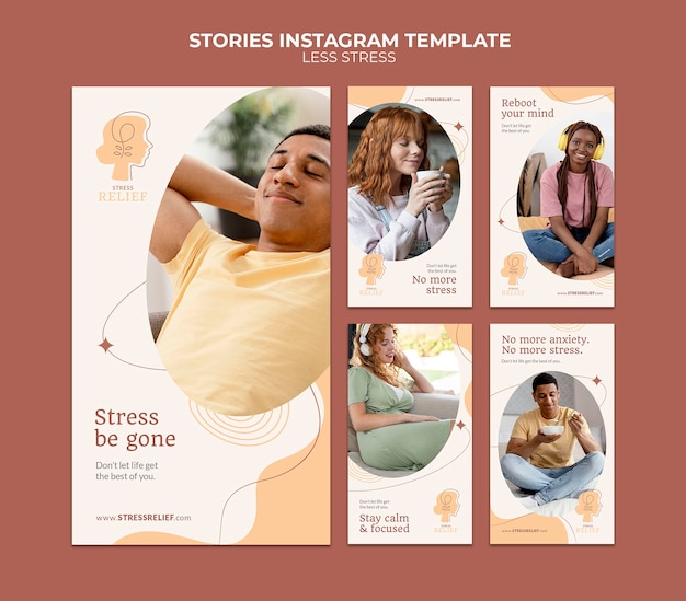 PSD less stress instagram stories design template