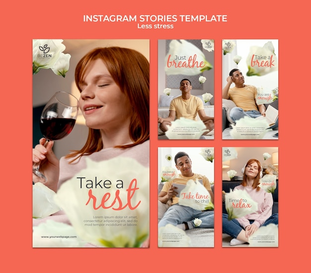 PSD less stress instagram stories design template