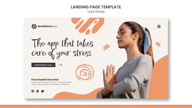 PSD less stress landing page design template