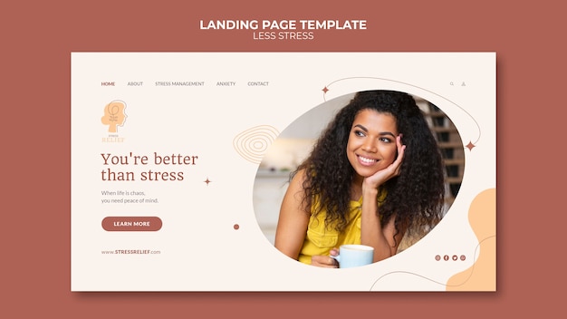 PSD less stress landing page design template