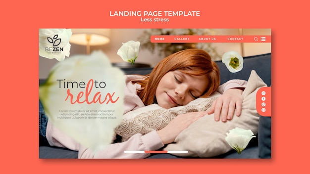 PSD less stress landing page design template