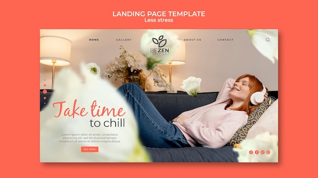 PSD less stress landing page design template