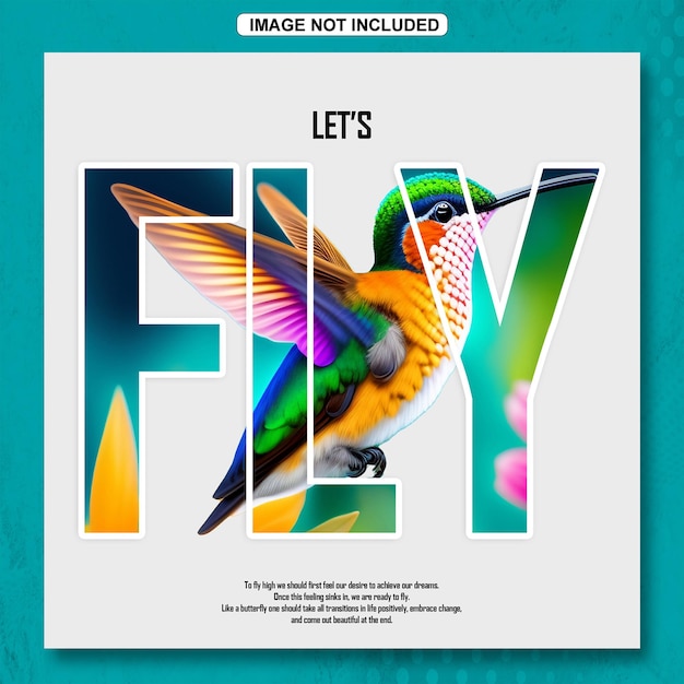 PSD let's fly text effects social media instagram post template