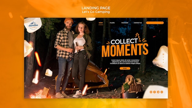 PSD let's go camping landing page