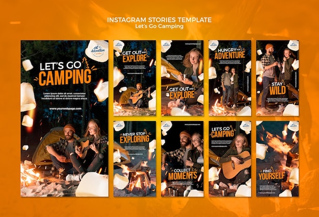 PSD let's go camping social media stories