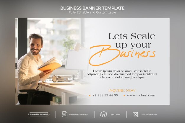 PSD let's scale up your business banner design template