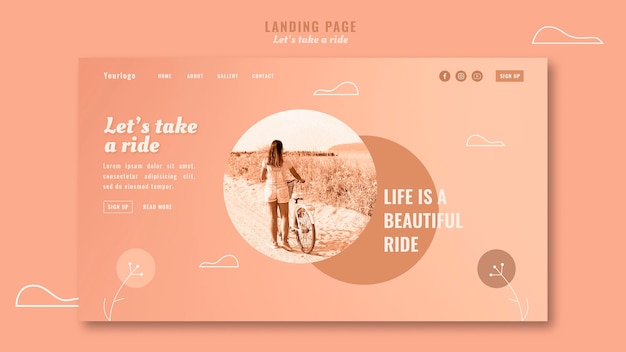 PSD let's take a ride landing page template