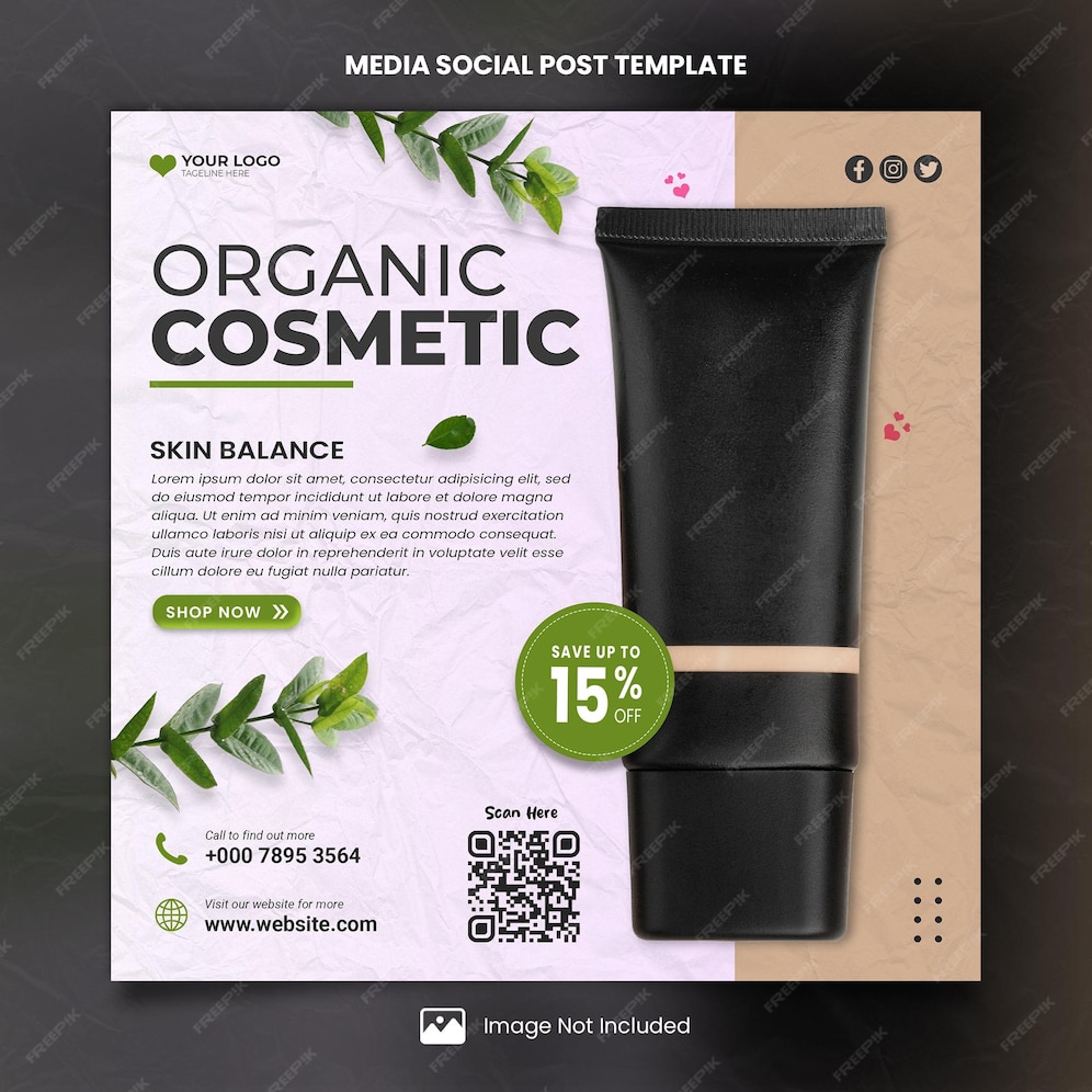 Premium PSD | Let your beauty shine naturally organic cosmetic social