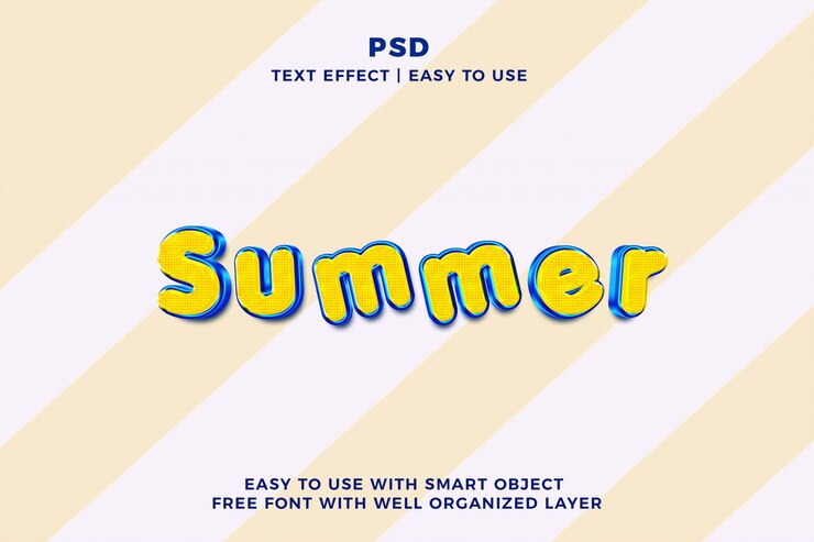 PSD letni 3d edytowalny photoshop tekst efekt styl psd z tłem