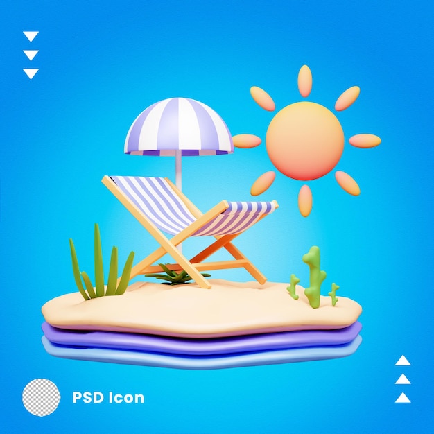 Letnie Wakacje Na Plaży Ikona Ilustracja Lub 3d Letnia Ikona Ilustracja