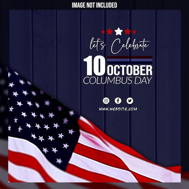 PSD lets celebrate columbus day social media promotion and banner post design template