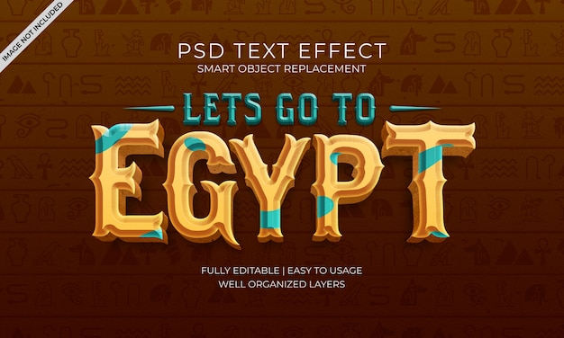 PSD lets go to egypt text effect