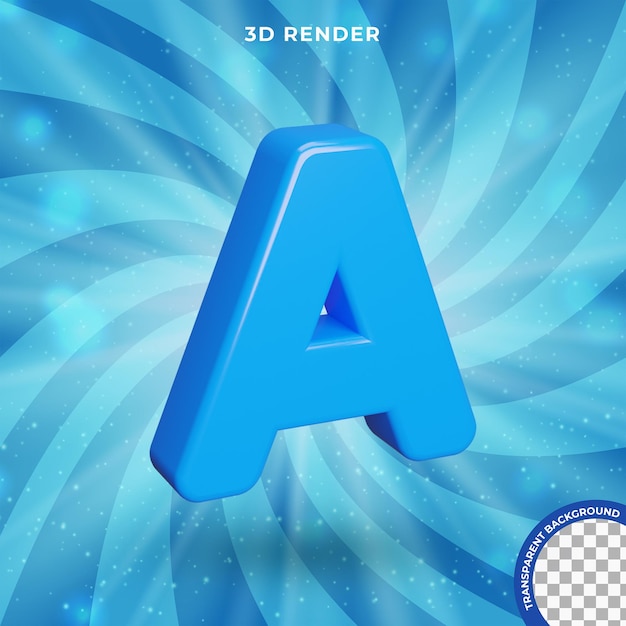 Letter a 3d render blauwe kleur teksteffect