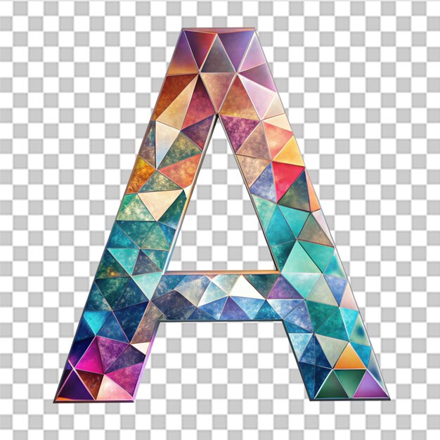 Letter A abstract fragmented geometric font isolated on transparent background