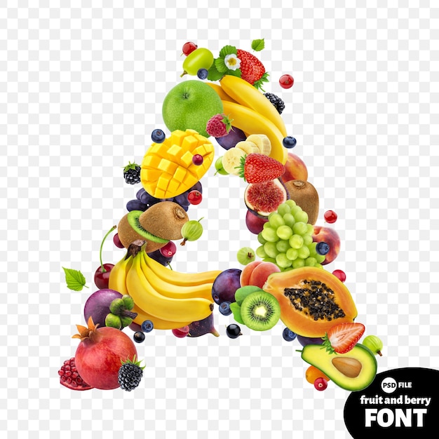 Letter A, fruit lettertype symbool