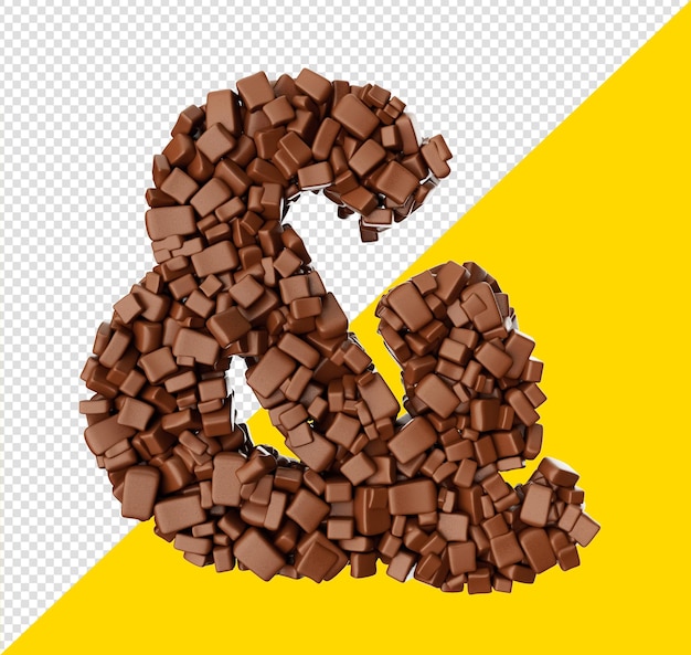 PSD チョコレートの文字チョコロートの塊特別なアルファベット文字 3dイラスト