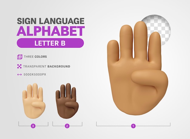 Буква B на американском языке знаковый алфавит 3d визуализация мультфильма