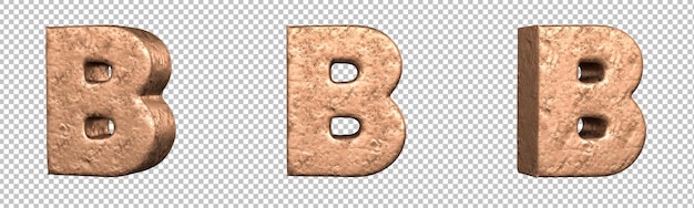 PSD letter b from copper letters alphabet collection set. isolated. 3d rendering