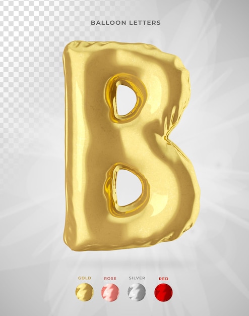 Letter B in 3D-weergave van ballon geïsoleerd