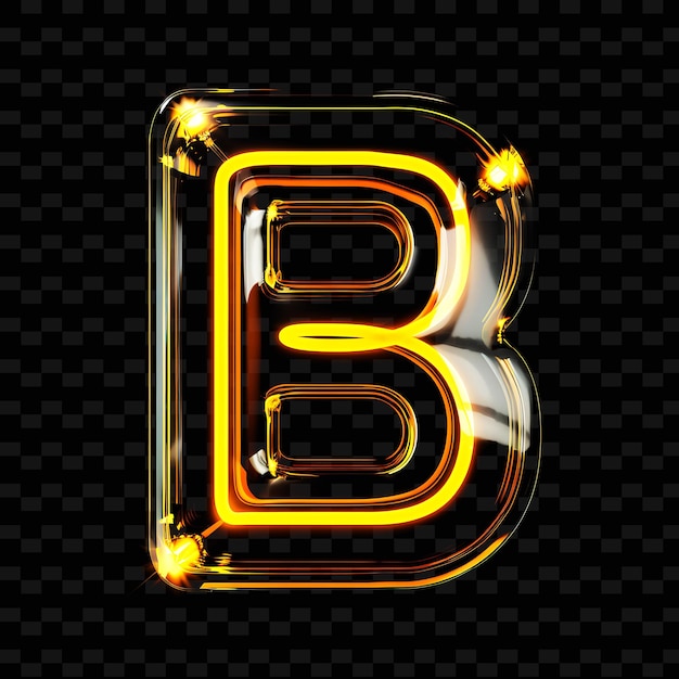 PSD the letter b is lit up with a bright yellow light