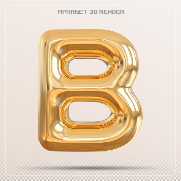 Letter B lettertype goud Alphabet 3d render