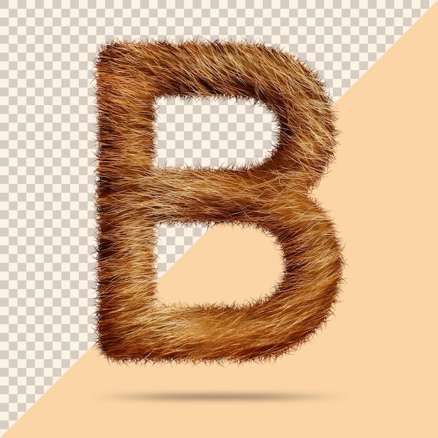 Letter b met realistische 3d-bont