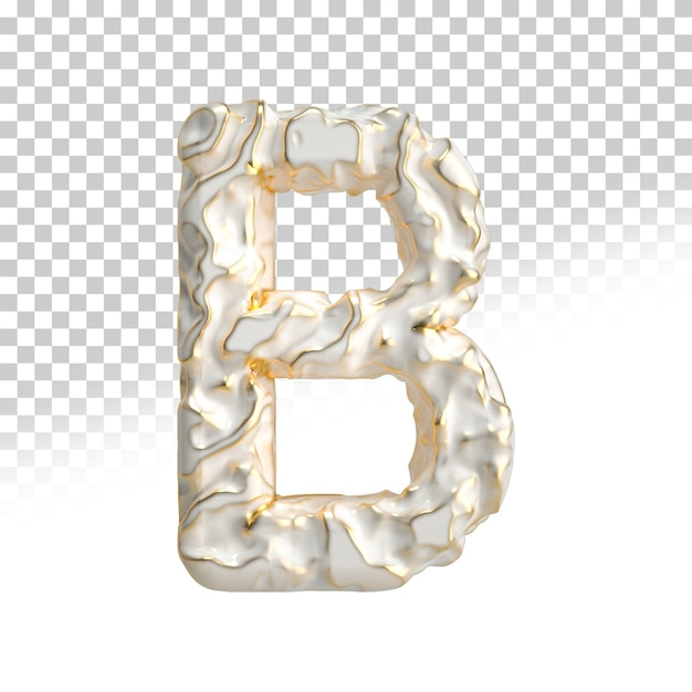 PSD letter b platinum 3d render style