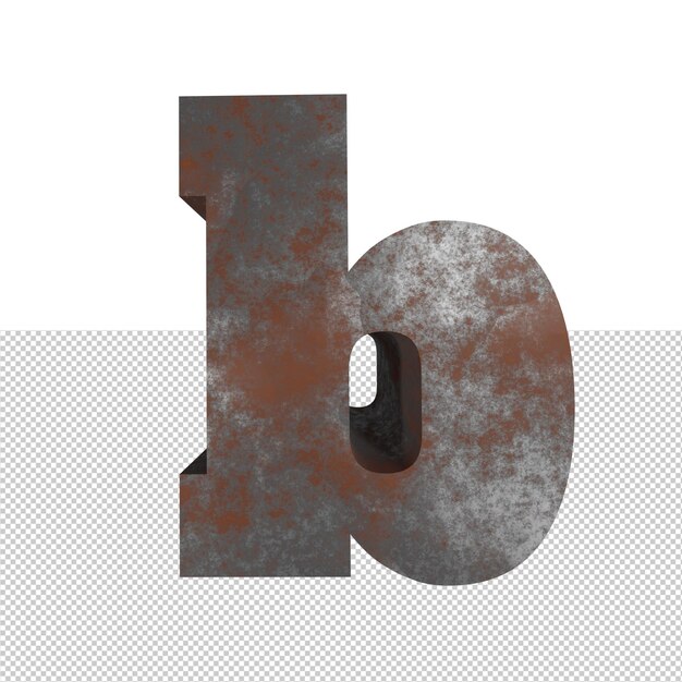 Letter b rusty iron text effect 3d render