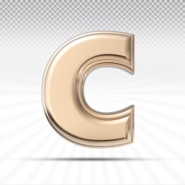 Letter c 3d style color light gold