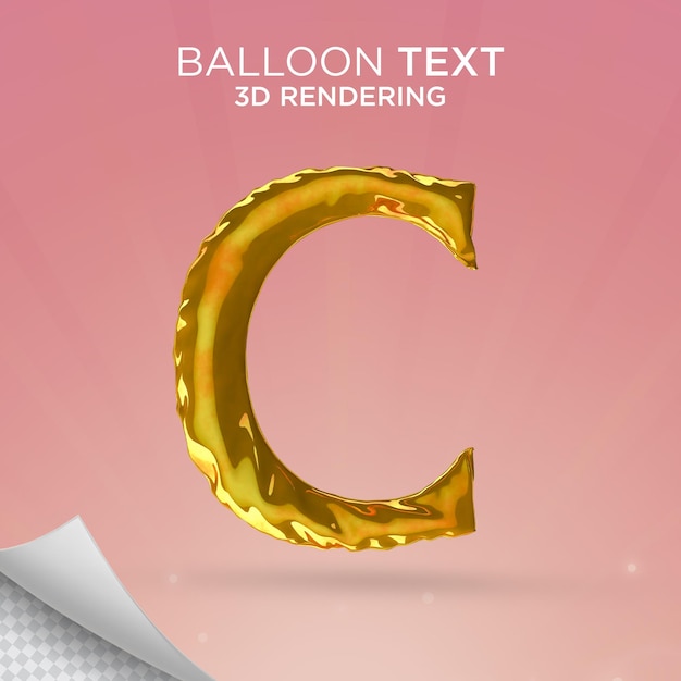 Letter c in balloon 3d rendering of balloon isolated premium psd