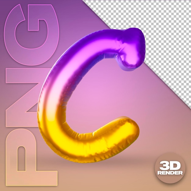 Letter c gradient 3d balloon