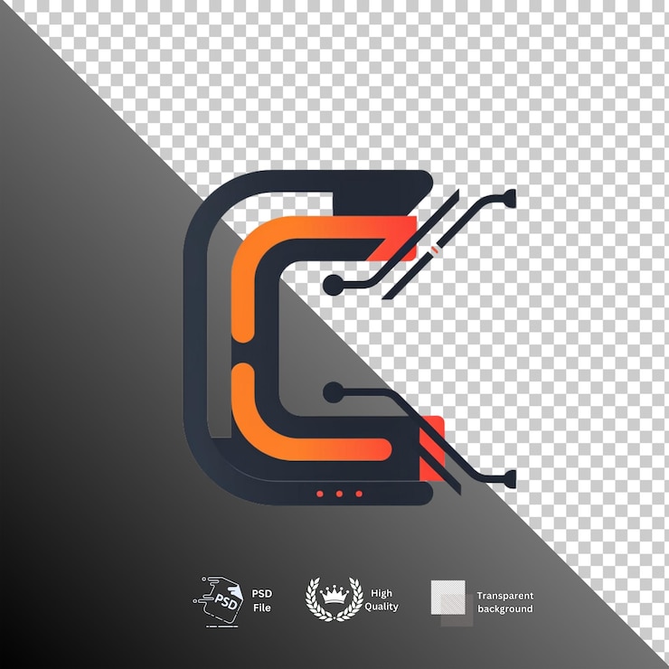 PSD letter c isolated on transparent background