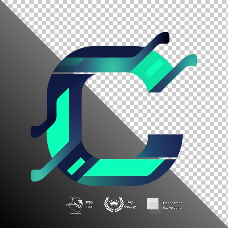 PSD letter c isolated on transparent background