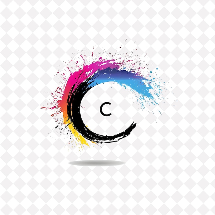 PSD letter c met handgetekende logoontwerpstijl met c-vormige int illustratie logo vectorontwerpen