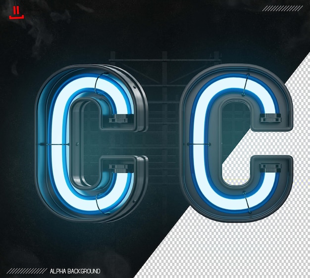 PSD letter c neon box